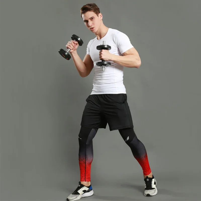 Mens Compression Pants Quick Dry Fit Sports Running Tights For Training
