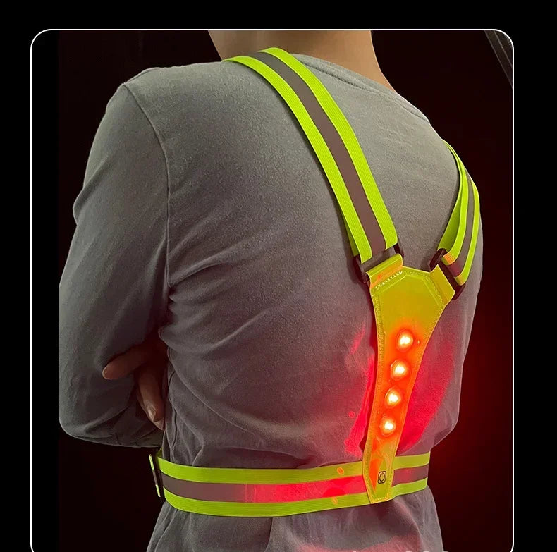 LED HighVisibility Reflective Safety Vest Nighttime Running Cycling Apparel Adjustable
