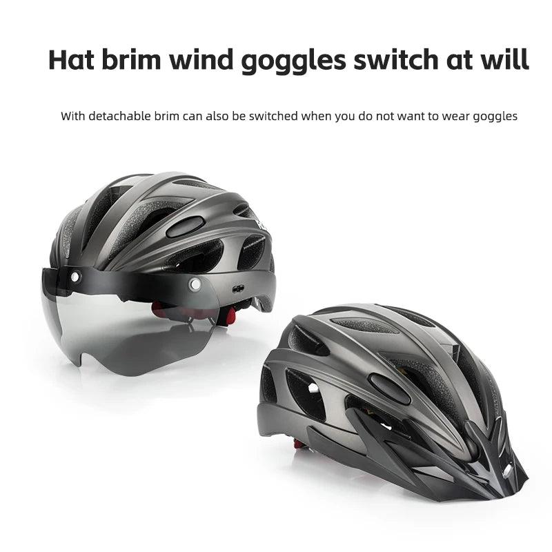 ROCKBROS Cycling Helmet Integrated Head Protection With Goggles
