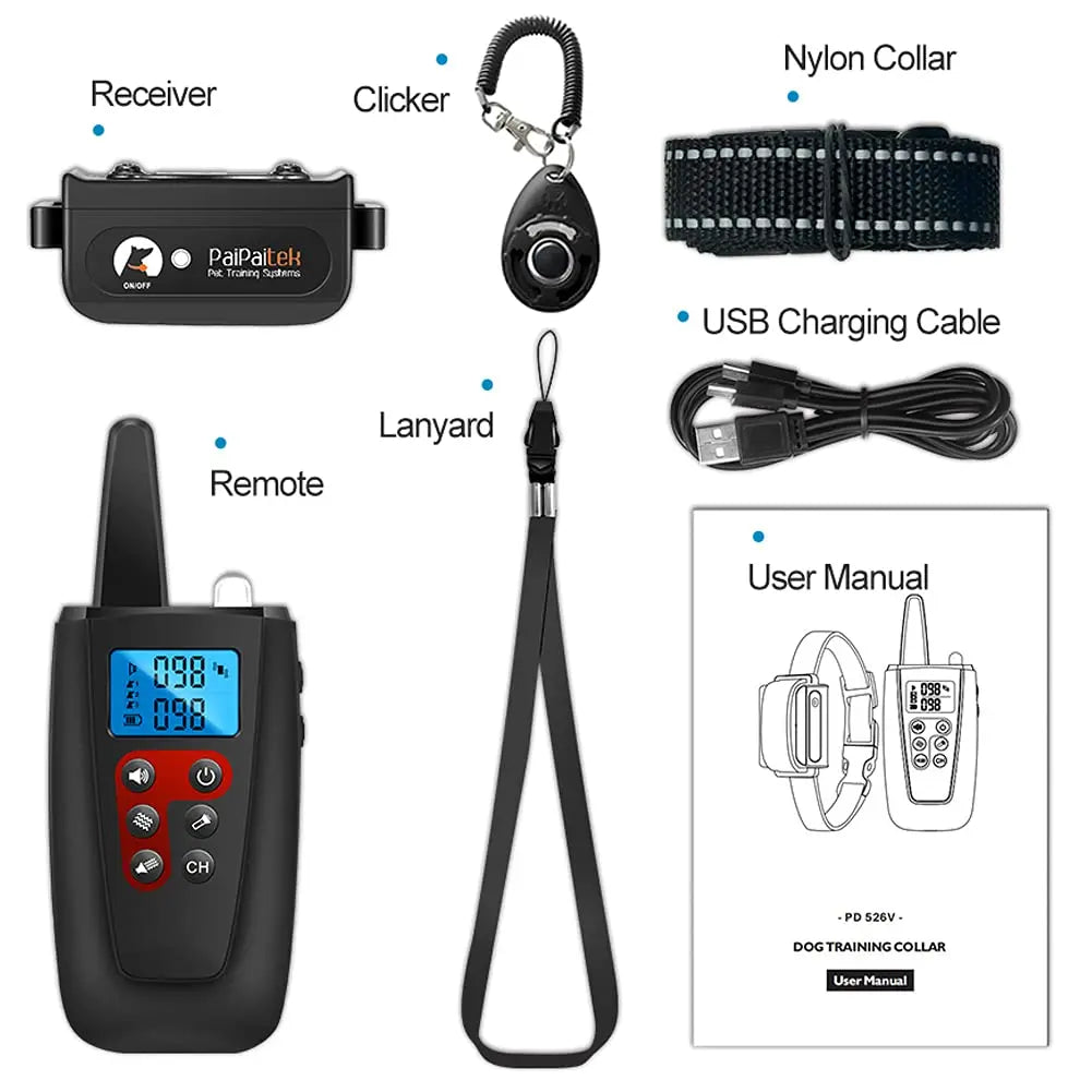 No Shock Dog Training Collar for All Size Dogs, 3300ft Range Vibrating Dog Collar, IPX7 Waterproof Electric Collar with Remote