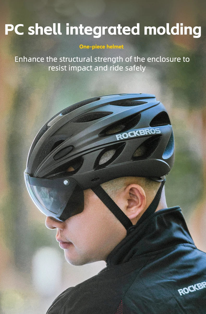 ROCKBROS Cycling Helmet Integrated With Goggles For MTB Road