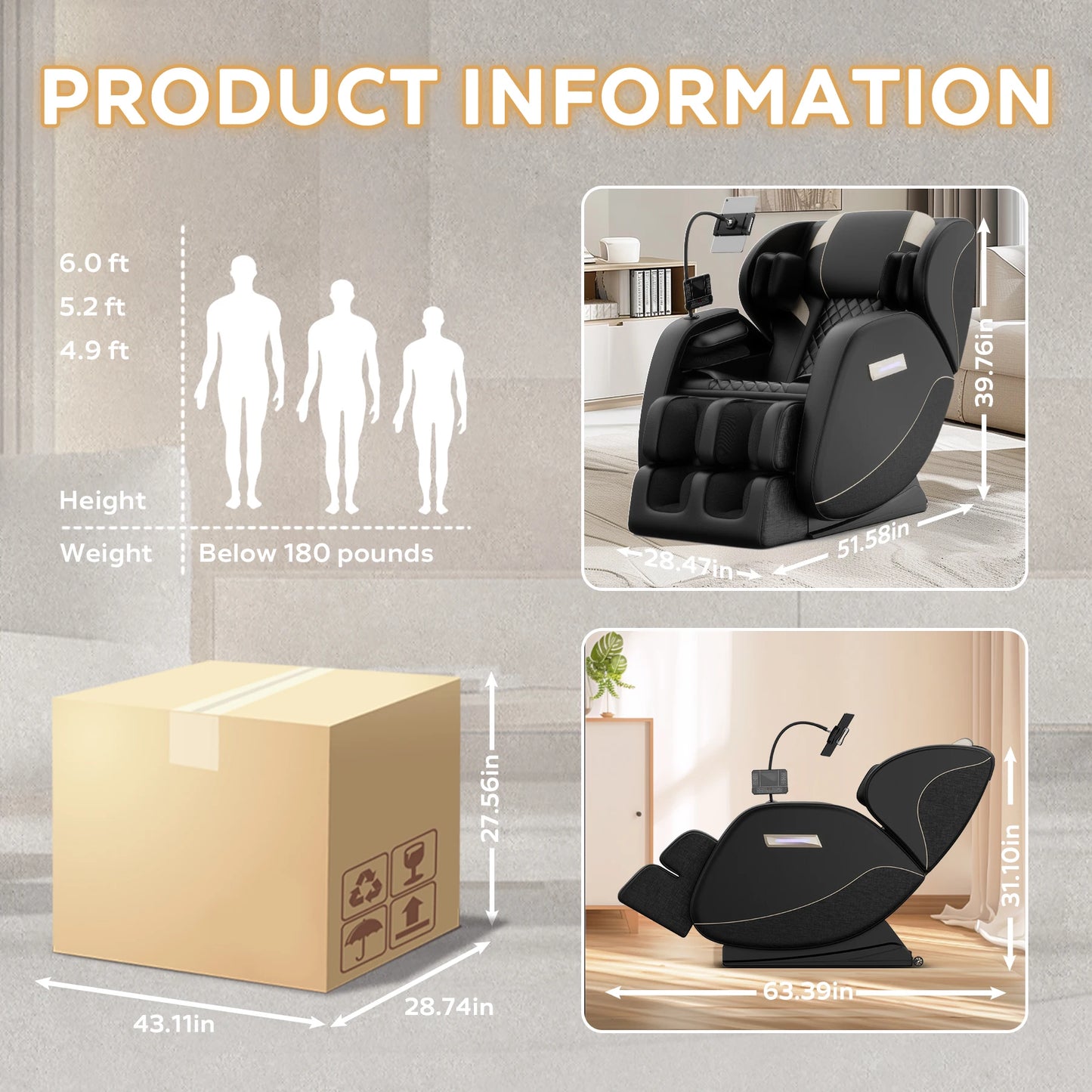 Bilitok Zero Gravity Massage Chair With Heating And Touch Screen