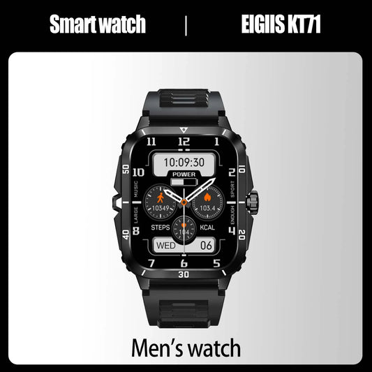 EIGIIS Smart Watch 3ATM Waterproof IPS Screen KT71 Men With 100+ Sport Modes Heart Rate Blood Pressure Bluetooth Call