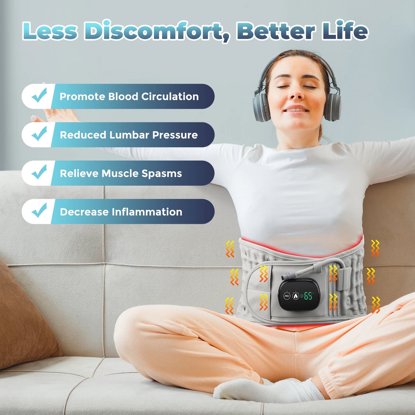 DeMoce Inflatable Lumbar Decompression Belt With Heated Massage