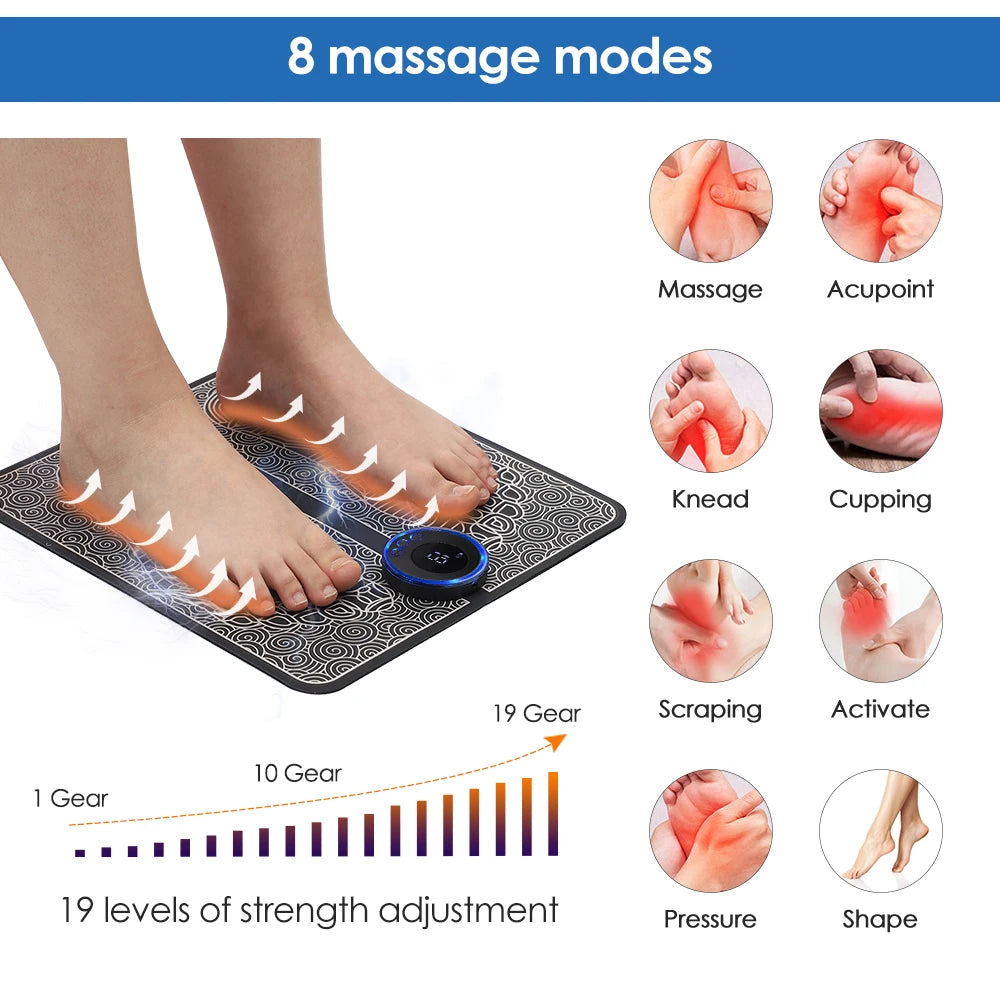 Eelhoe Electric EMS Foldable Foot Massager Pad With 8 Modes