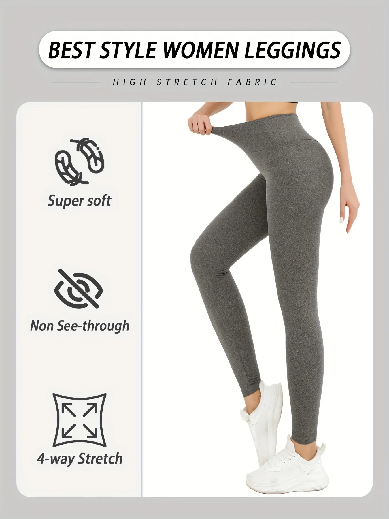 Women's High Waisted Tummy Control Leggings No See Through