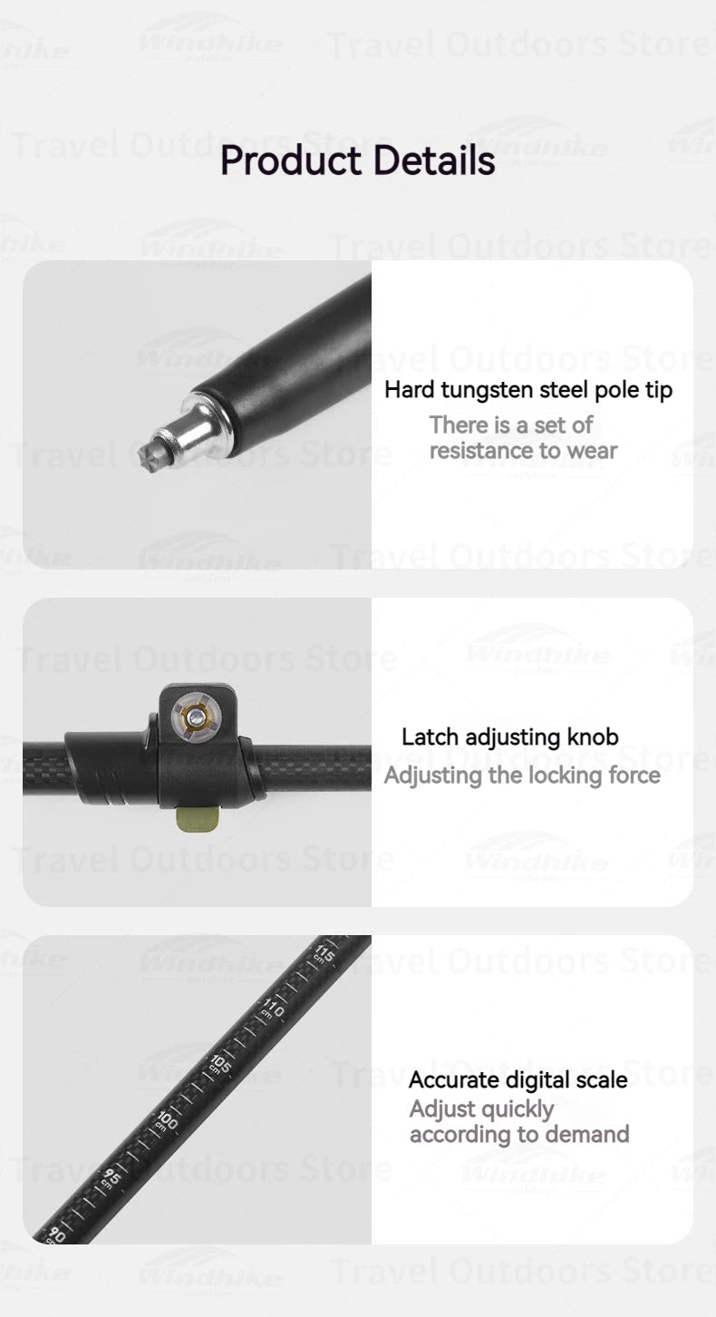 Naturehike Carbon Fiber Telescopic Trekking Pole Outdoor Hiking