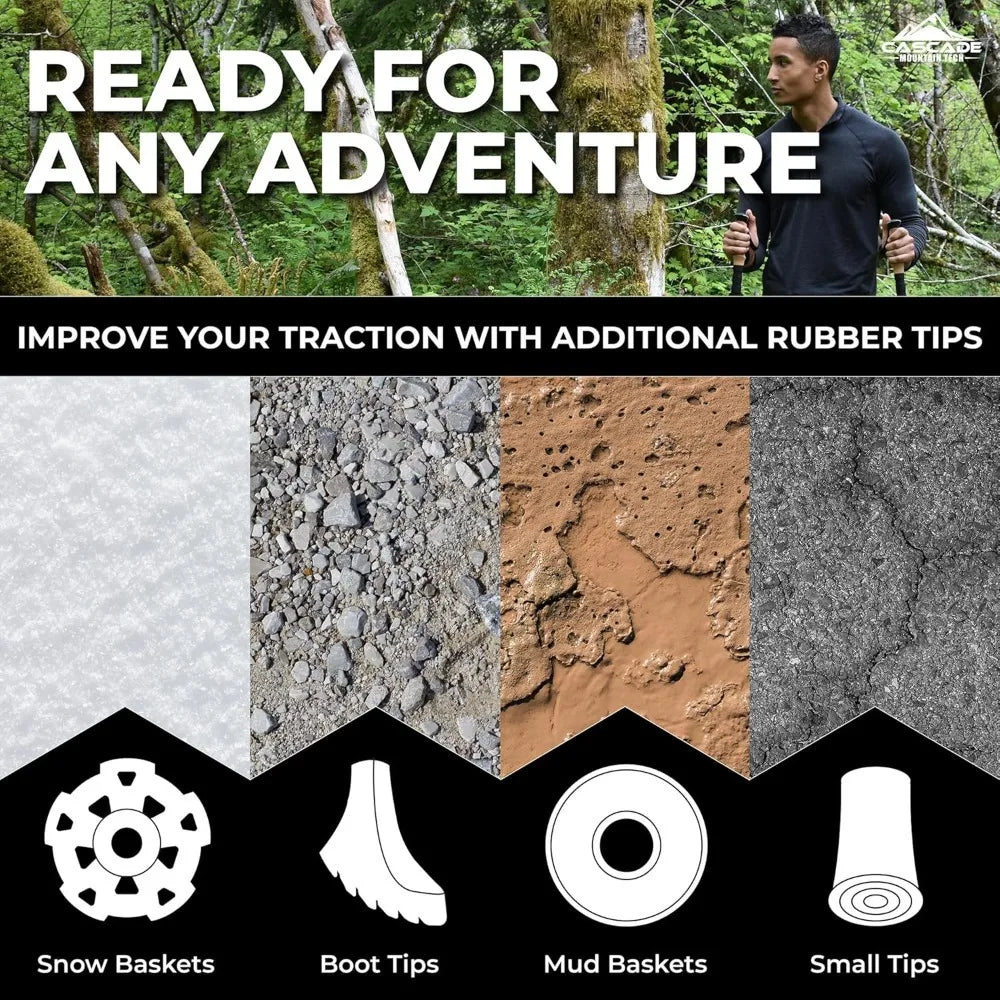Carbon Fiber Trekking Poles With Adjustable Quick Locks