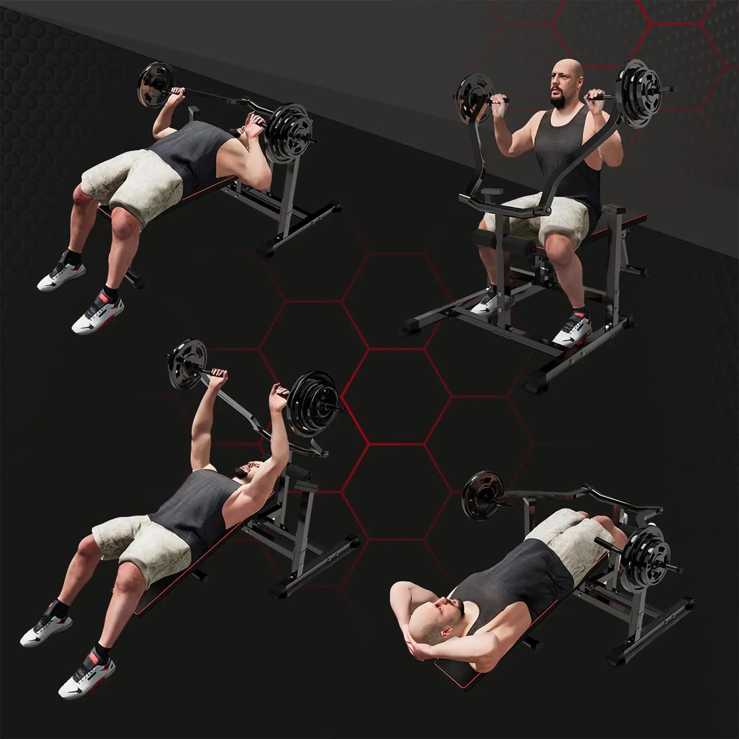Bench Press Machine With Adjustable Incline Bench Independent Converging Arms Dumbbell Rack