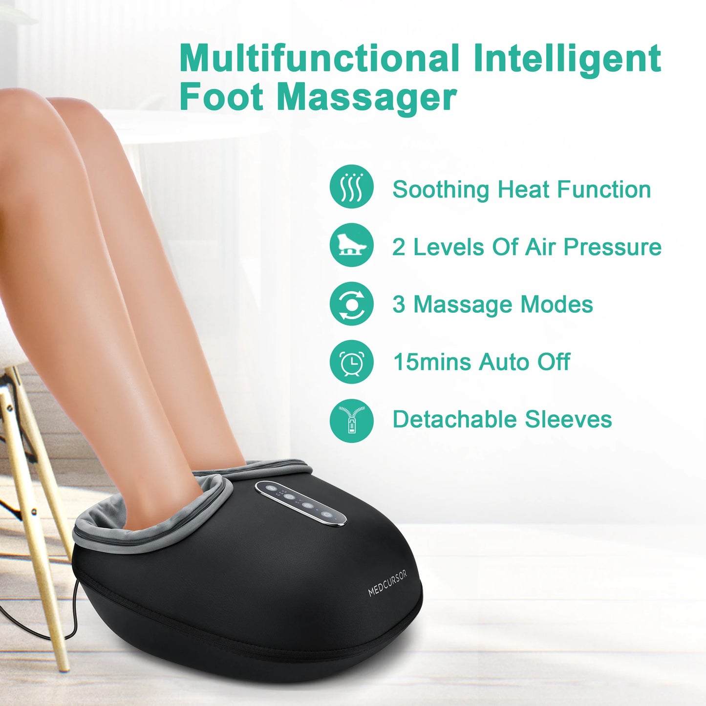 Medcursor Shiatsu Foot Massager Machine With Heat Roller For Pain Relief