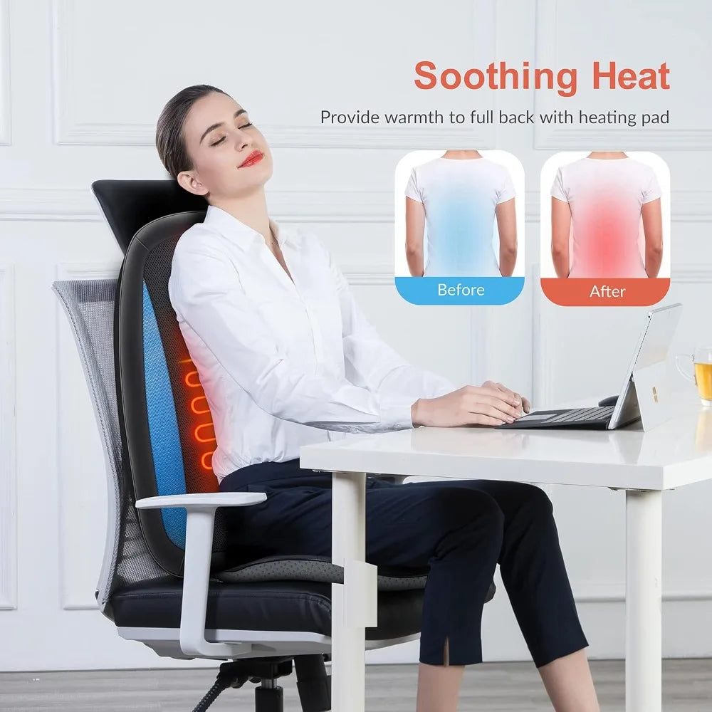 Shiatsu Back Massager With Heat Deep Tissue Kneading Seat Cushion