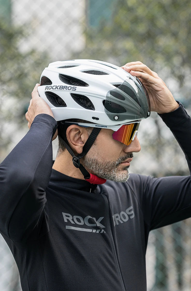 ROCKBROS Cycling Helmet Integrated Head Protection With Goggles