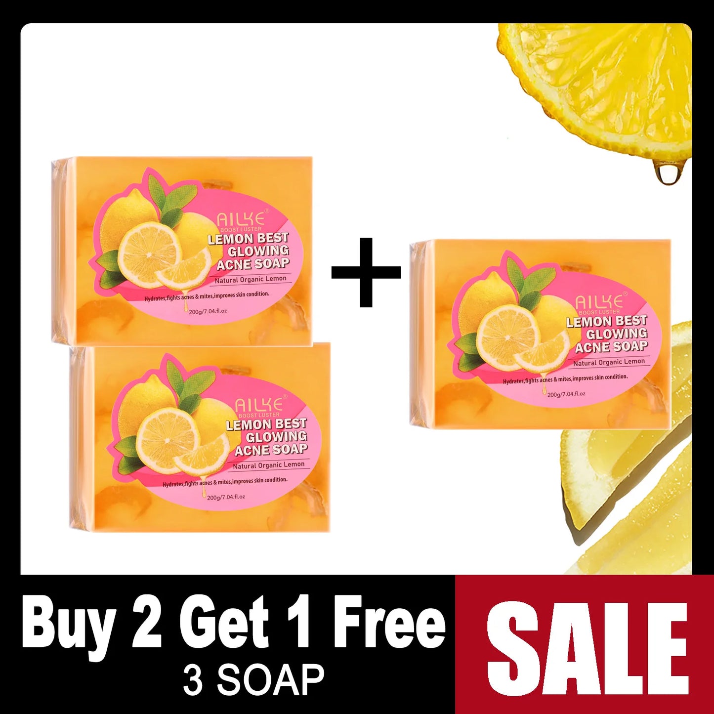 AILKE Dark Spots Acne Remover Soap Bar Lemon Extract