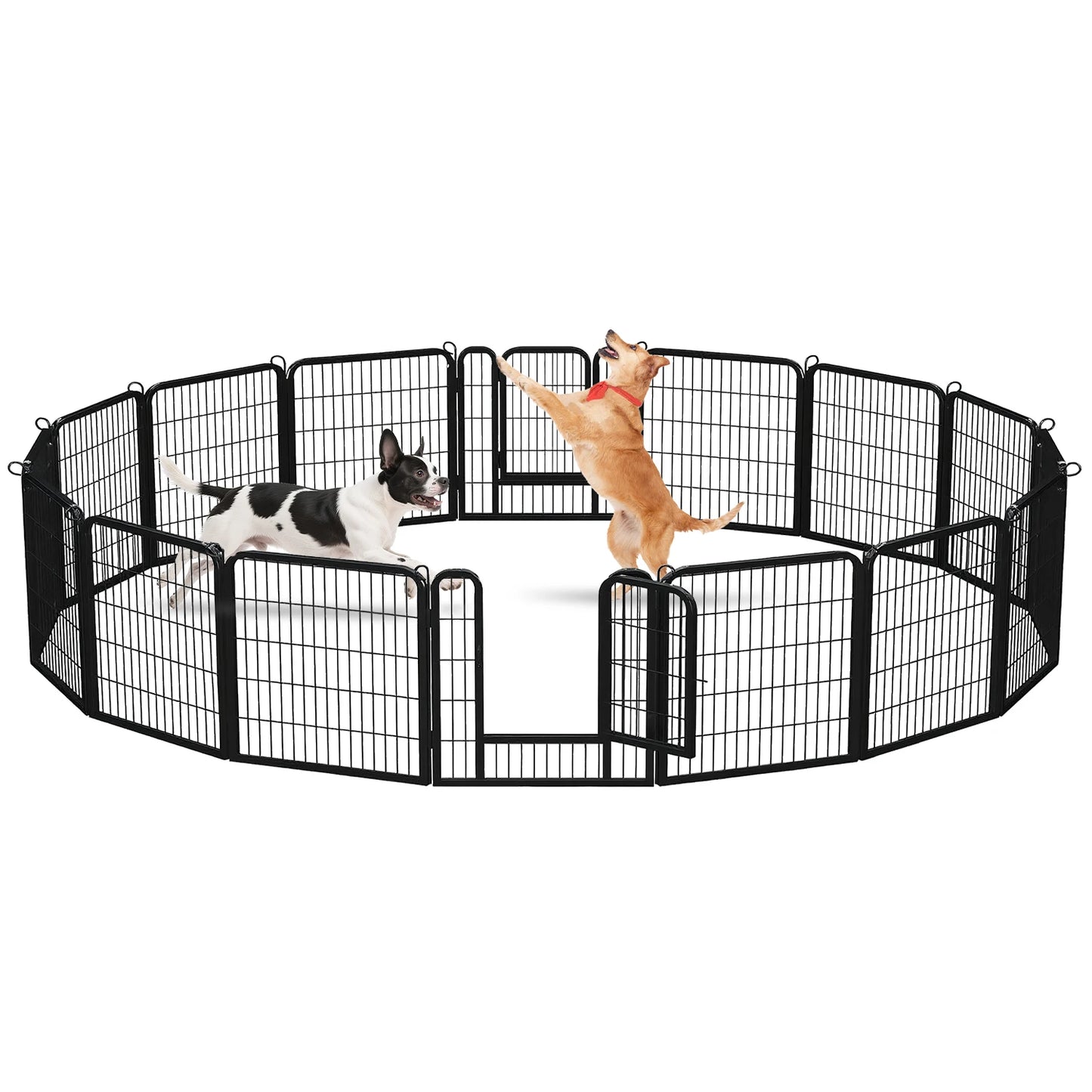 Dog Playpen with Door, Outdoor/Indoor Foldable Metal Pet Fence, Heavy Duty Puppy Exercise Pen for Yard, RV Camping, DIY Pet Cage