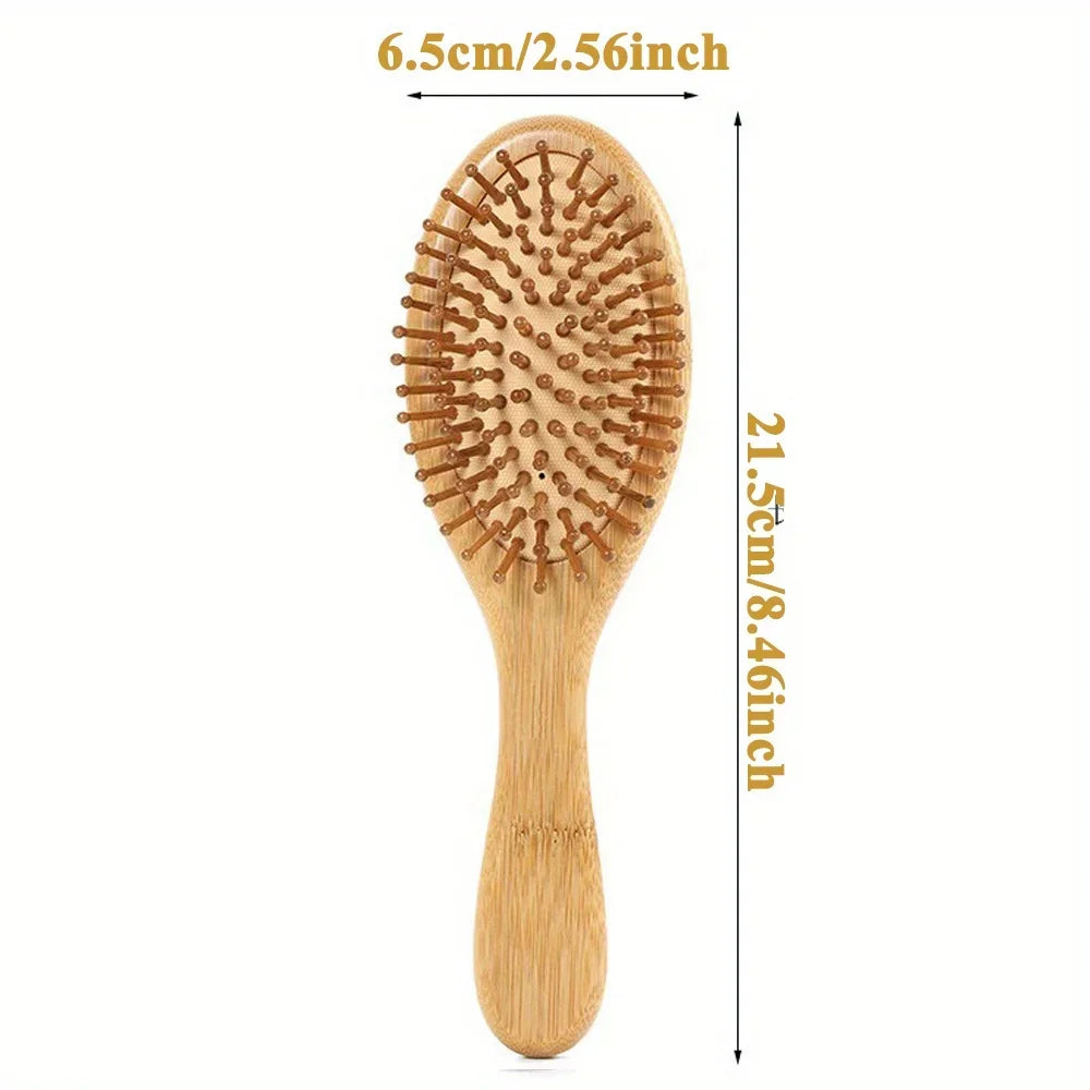 Bamboo Paddle Comb Air Cushion Detangler For Real Hair Wigs