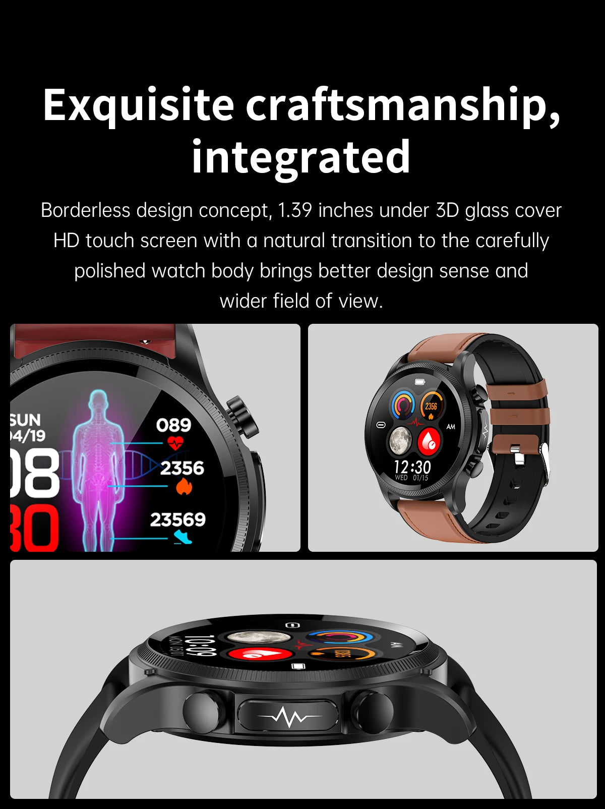 ECG Smart Watch Heart Rate Blood Pressure Blood Oxygen Monitoring