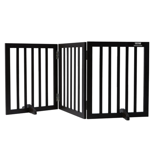 SucceBuy Free Standing Dog Gate 3 Panels Foldable Barrier