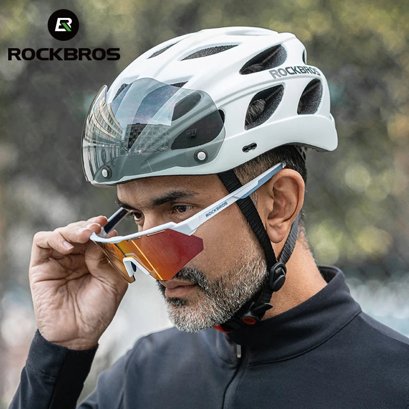ROCKBROS Cycling Helmet Integrated With Goggles For MTB Road