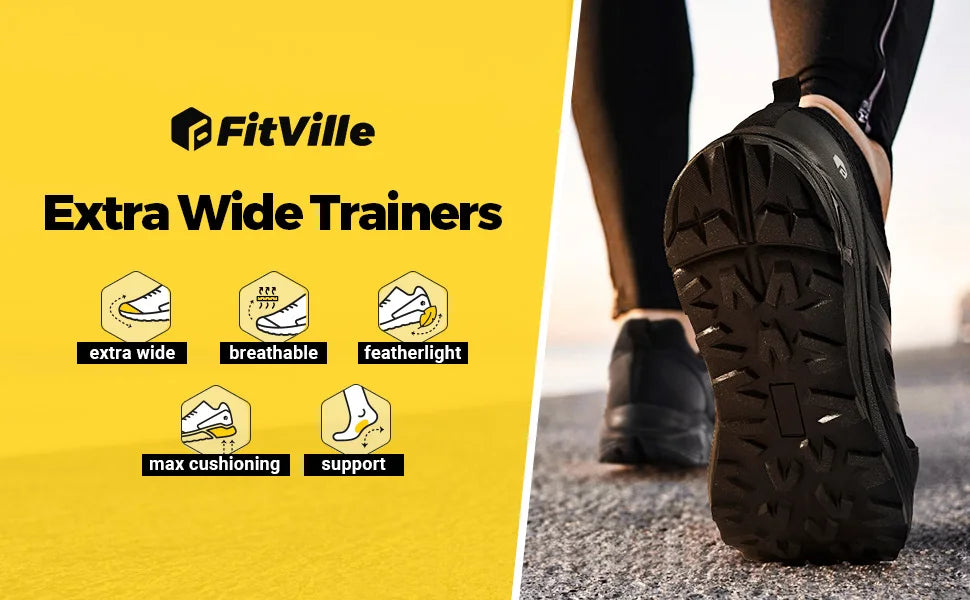 Fittington Mens Wide Toe Box Running Shoes For Heel Pain