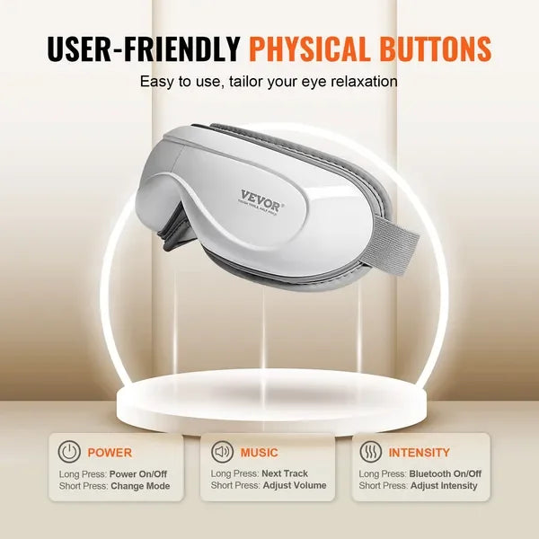 Heated Eye Massager With Bluetooth Music 5 Modes Foldable