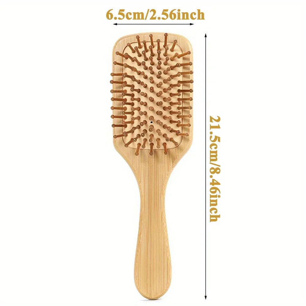 Bamboo Paddle Comb Air Cushion Detangler For Real Hair Wigs