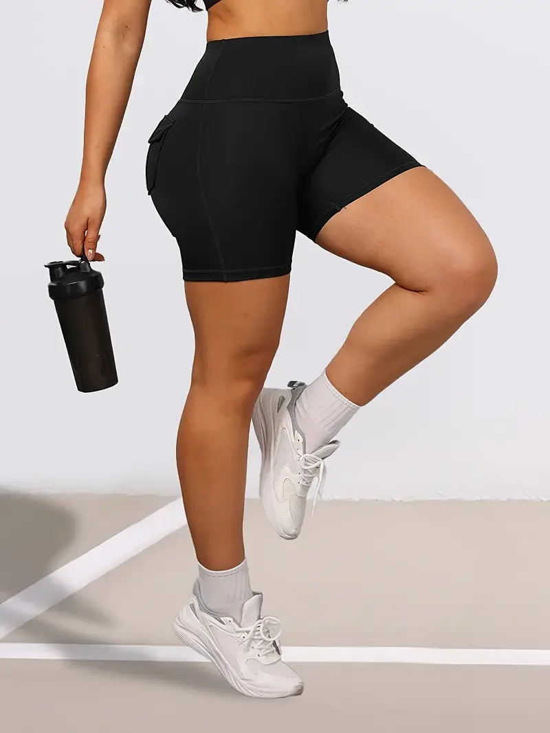 CHRLEISURE Women High Waist Butt Lifting Pocket Shorts for Cycling