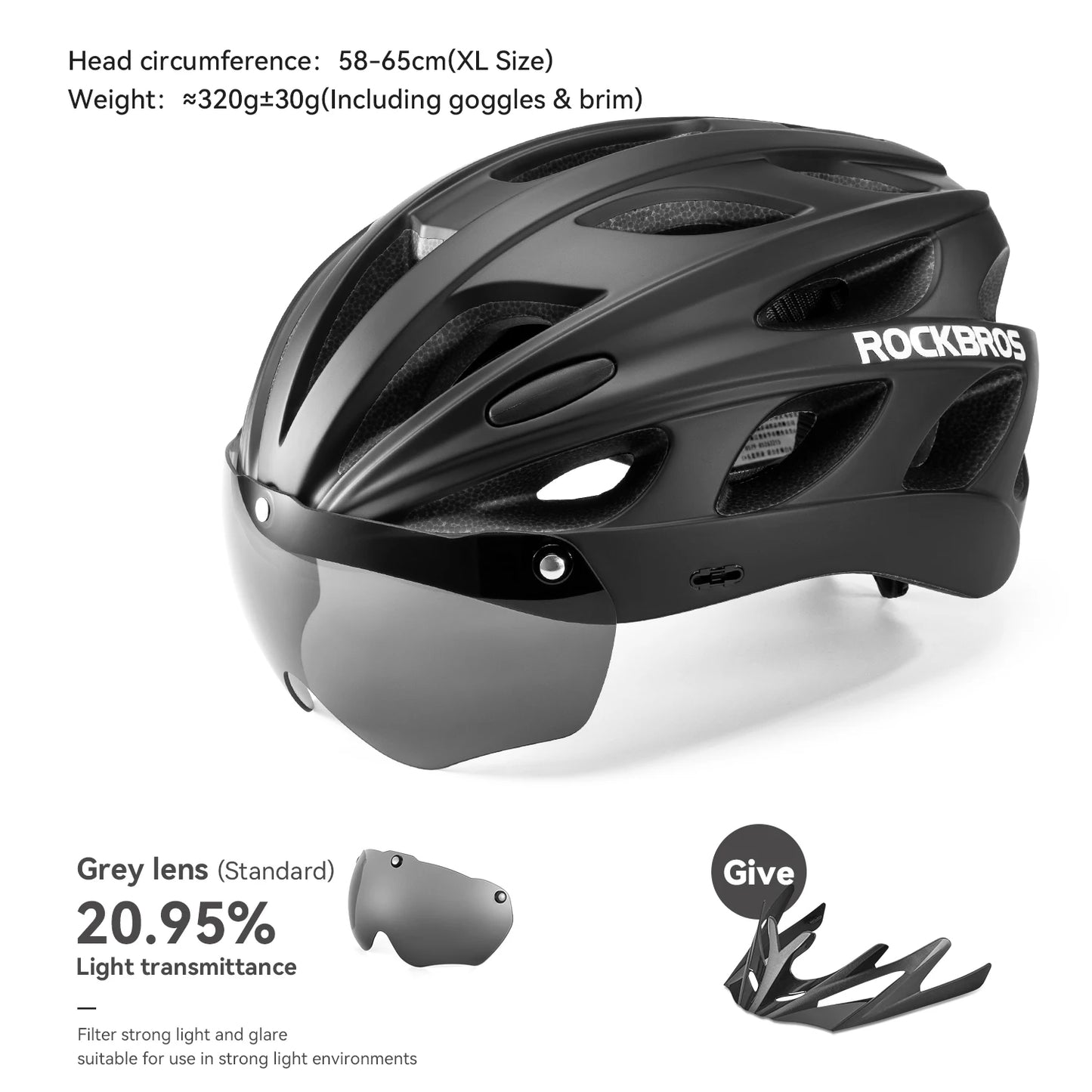 ROCKBROS Cycling Helmet Integrated With Goggles For MTB Road