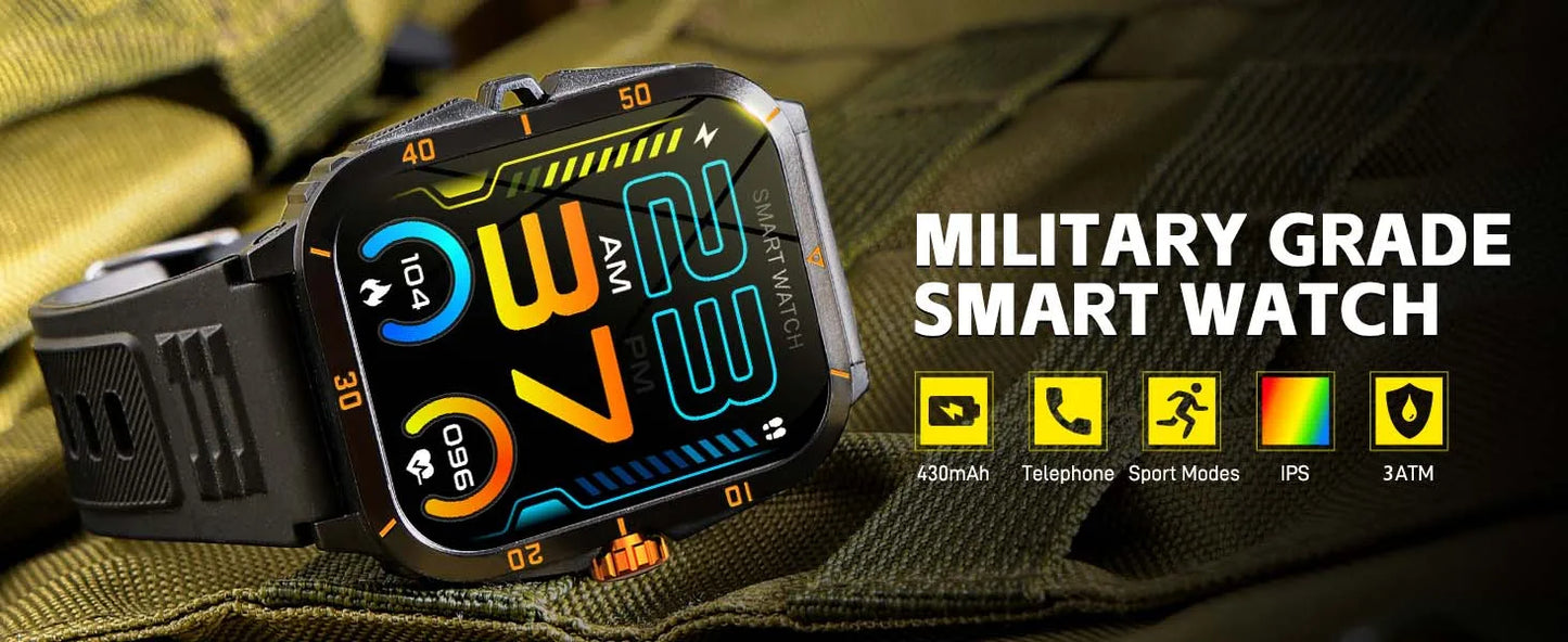 EIGIIS Smart Watch 3ATM Waterproof IPS Screen KT71 Men With 100+ Sport Modes Heart Rate Blood Pressure Bluetooth Call