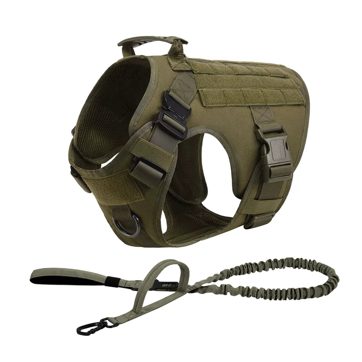 Tactical Padded Dog Harness With Molle Pouches And Quick Release
