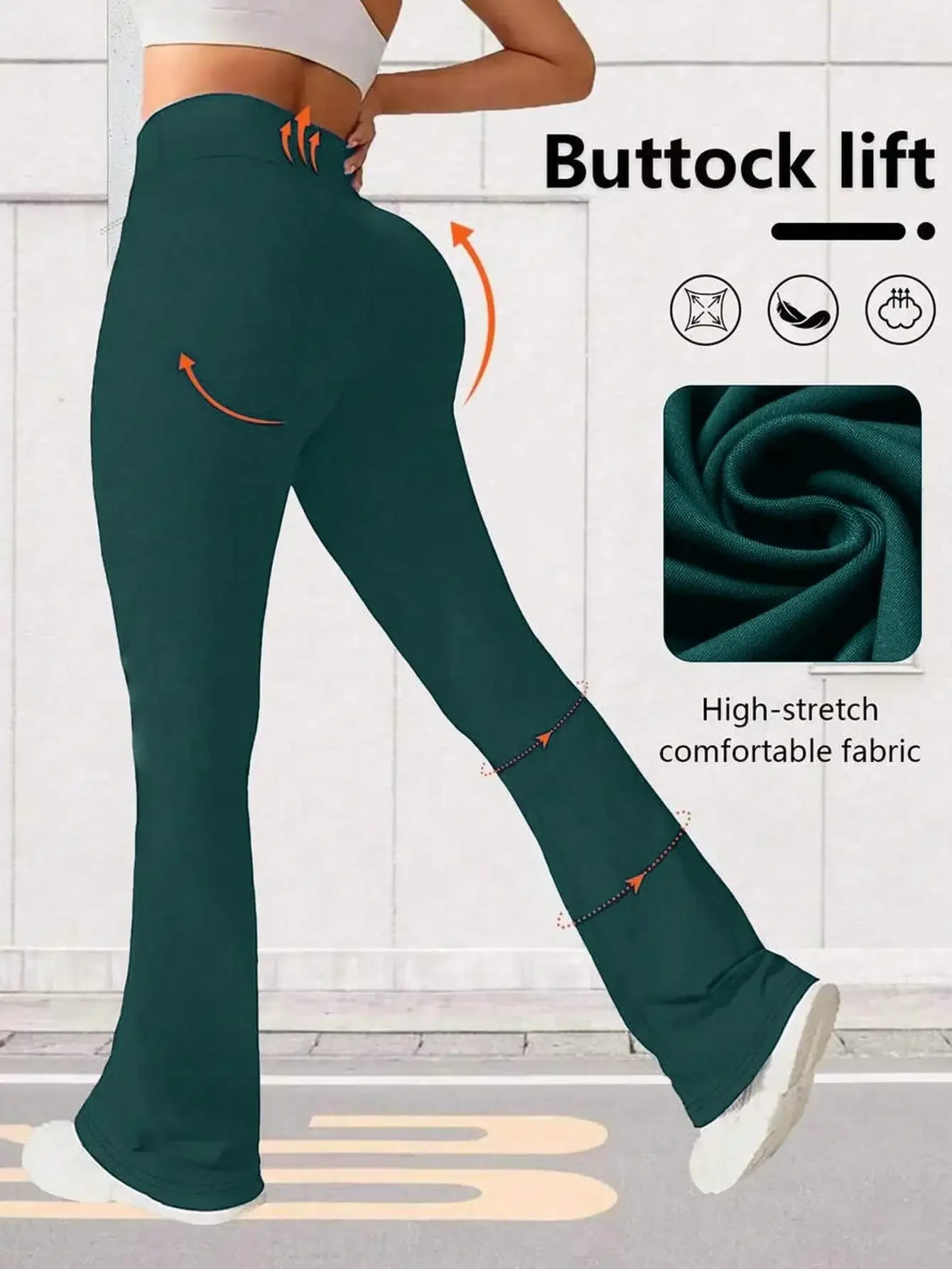 Womens High Waist Flare Yoga Pants Wide Leg Casual Leggings
