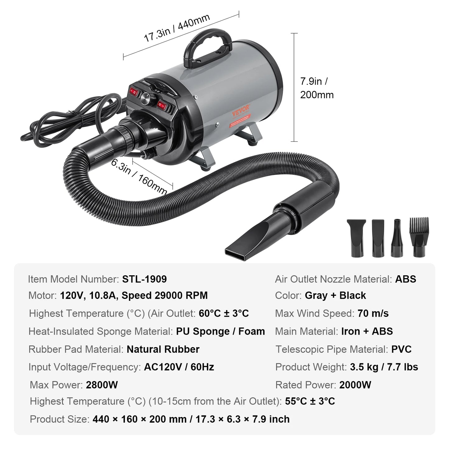 SucceBuy Dog Dryer With Adjustable Speed Temperature Control