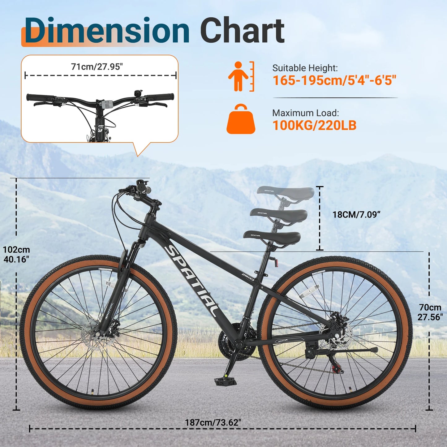 Spatial Mountain Bike Unisex 21 Speed HighPerformanceSeries AluminumAlloy DualDiscBrakes