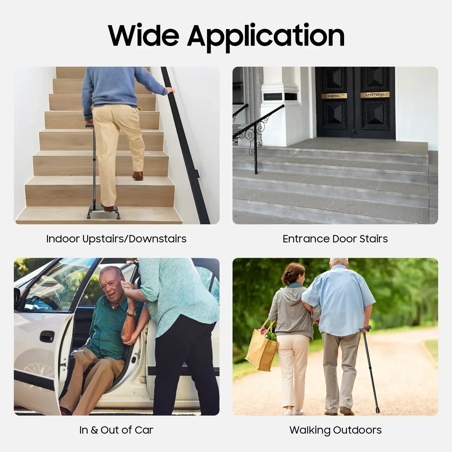 Stair Climbing Assist Cane With Adjustable Height UltraDurable Lightweight Aluminum