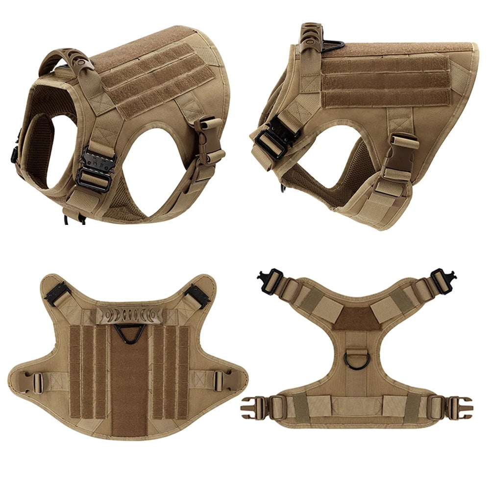Tactical Padded Dog Harness With Molle Pouches And Quick Release