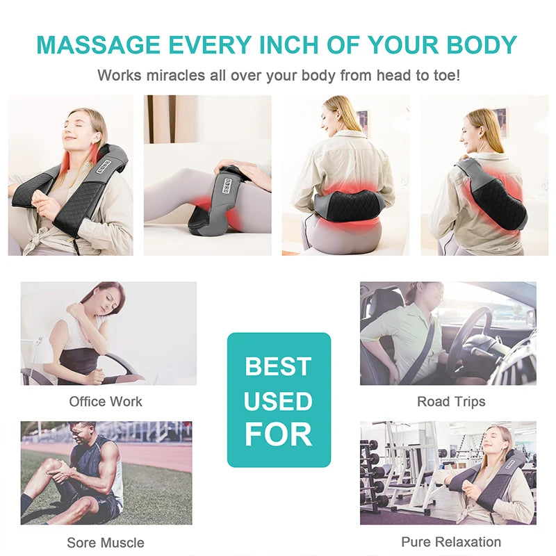 Medcursor Electric Neck And Shoulder Massager Kneading Pillow