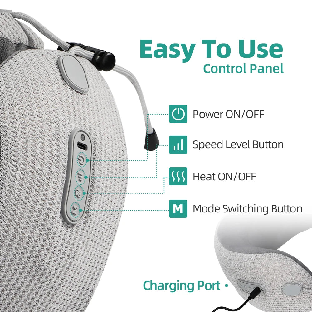 Viladepot U Shaped Neck Massager Pillow Kneading Heat