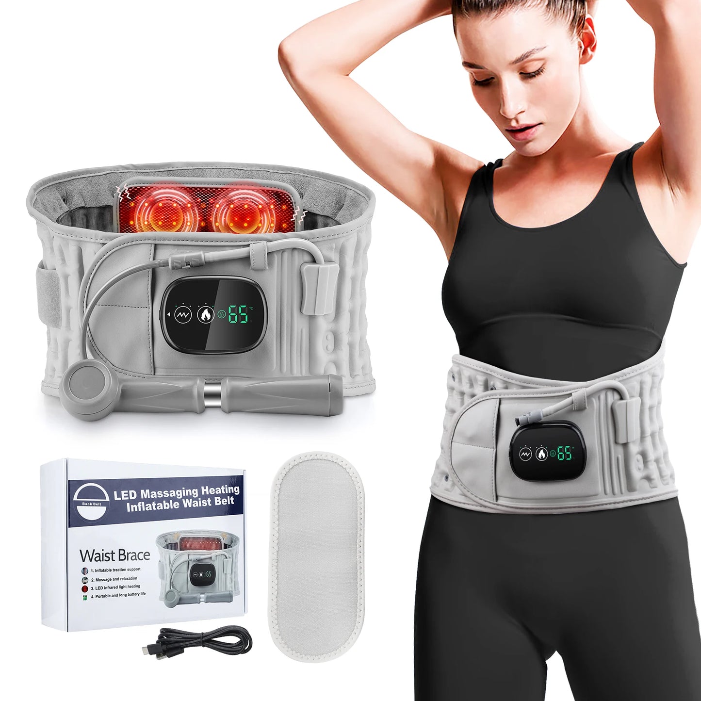 DeMoce Inflatable Lumbar Decompression Belt With Heated Massage