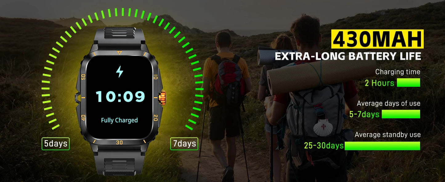 EIGIIS Smart Watch 3ATM Waterproof IPS Screen KT71 Men With 100+ Sport Modes Heart Rate Blood Pressure Bluetooth Call