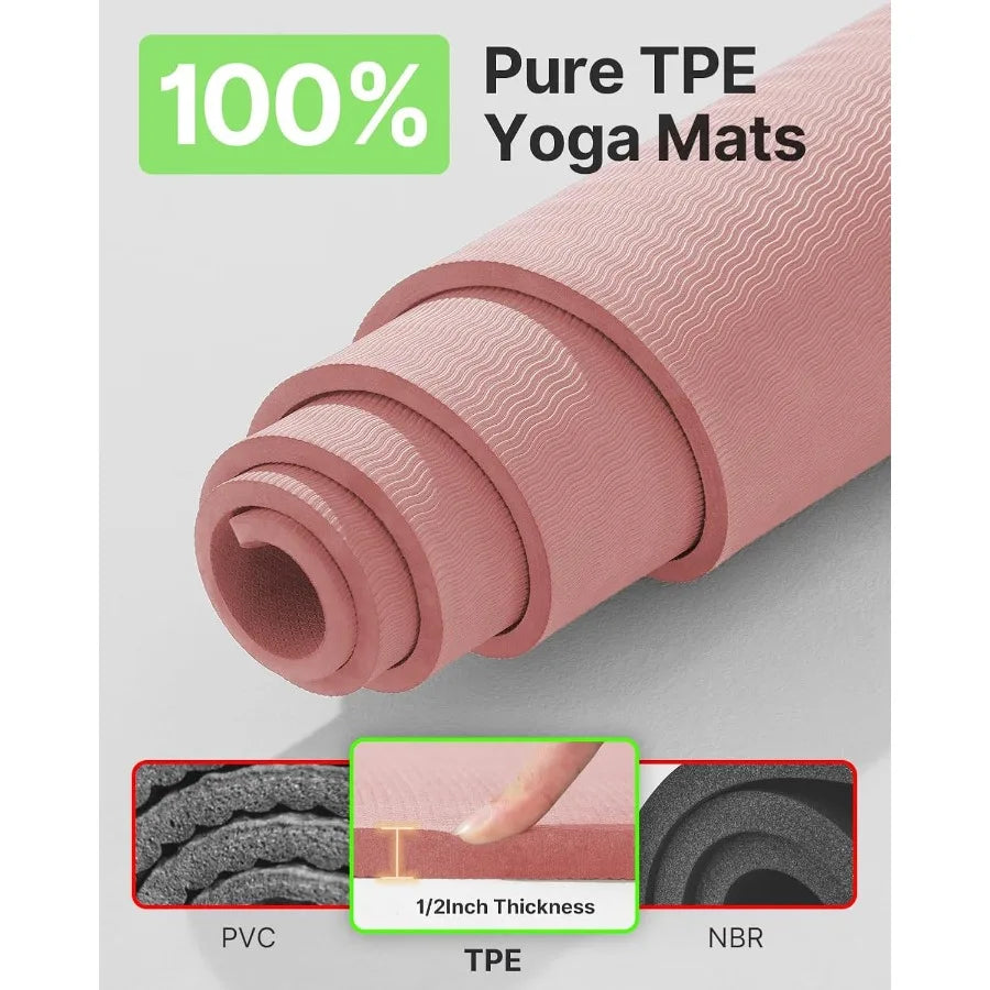 Large Yoga Mat 75 52 1 2 inch Extra Wide TPE Exercise Mat with NonSlip Surface Ideal for Pilates Fitness Training Barefo