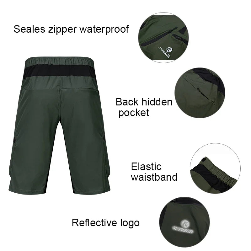 X-TIGERCN Mountain Bike Shorts for Men, Lightweight Quick Dry MTB Cycling Shorts