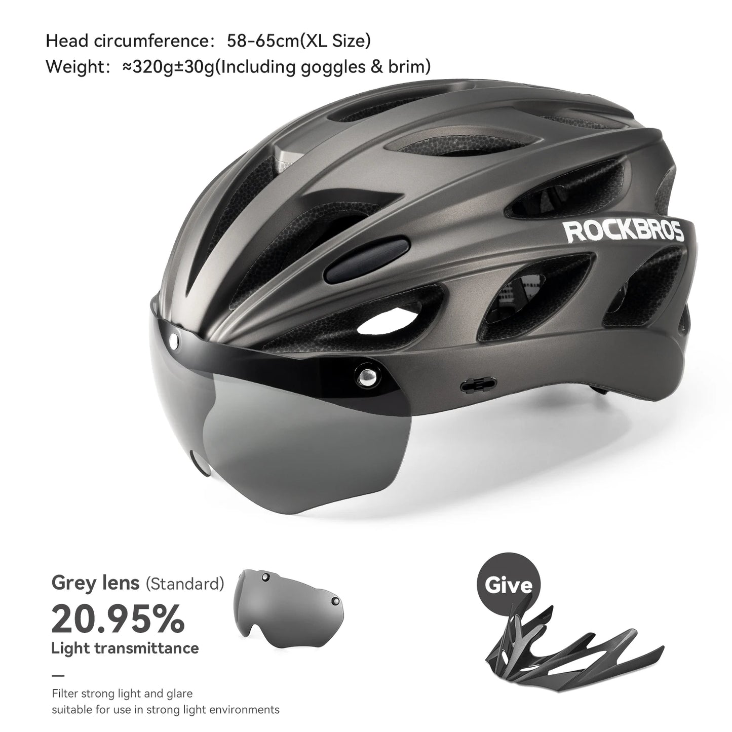ROCKBROS Cycling Helmet Integrated With Goggles For MTB Road