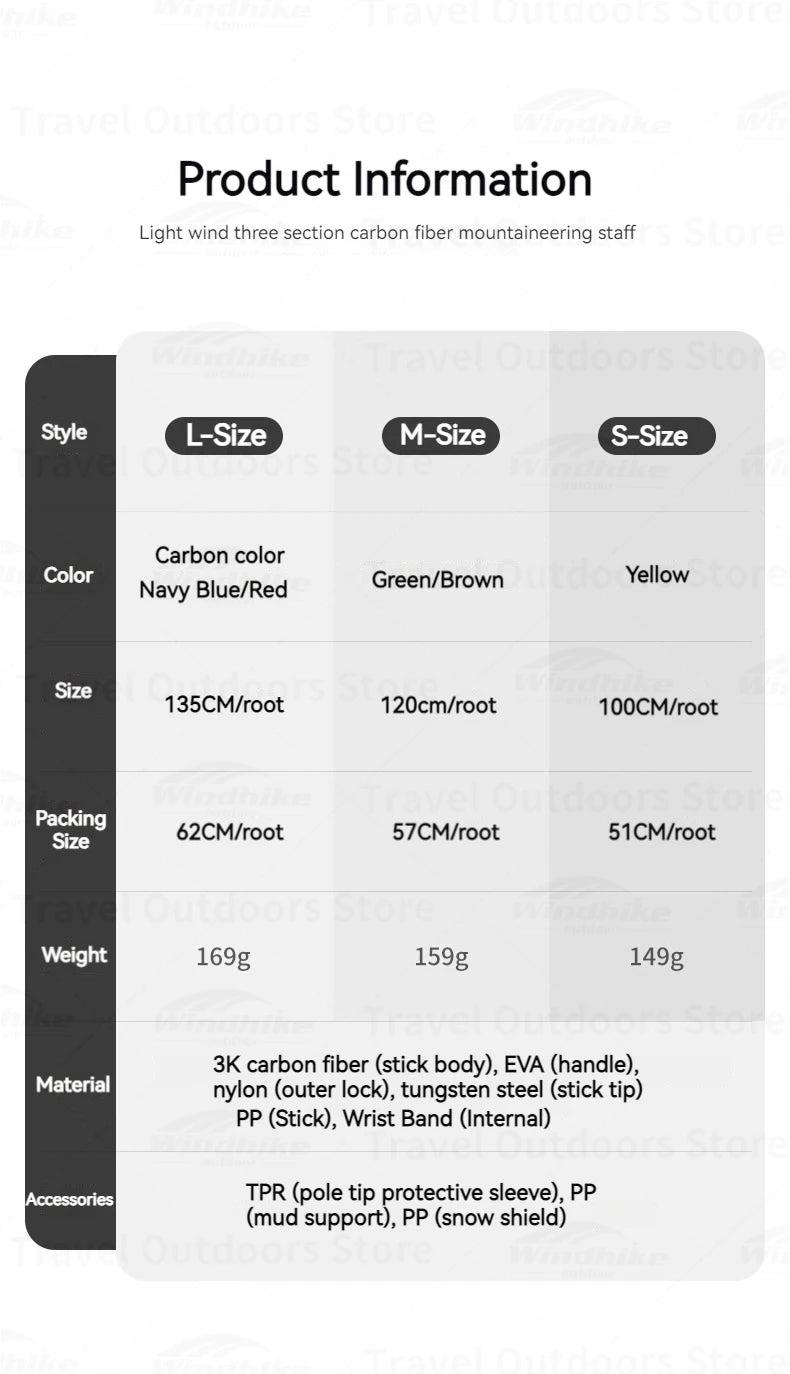 Naturehike Carbon Fiber Telescopic Trekking Pole Outdoor Hiking