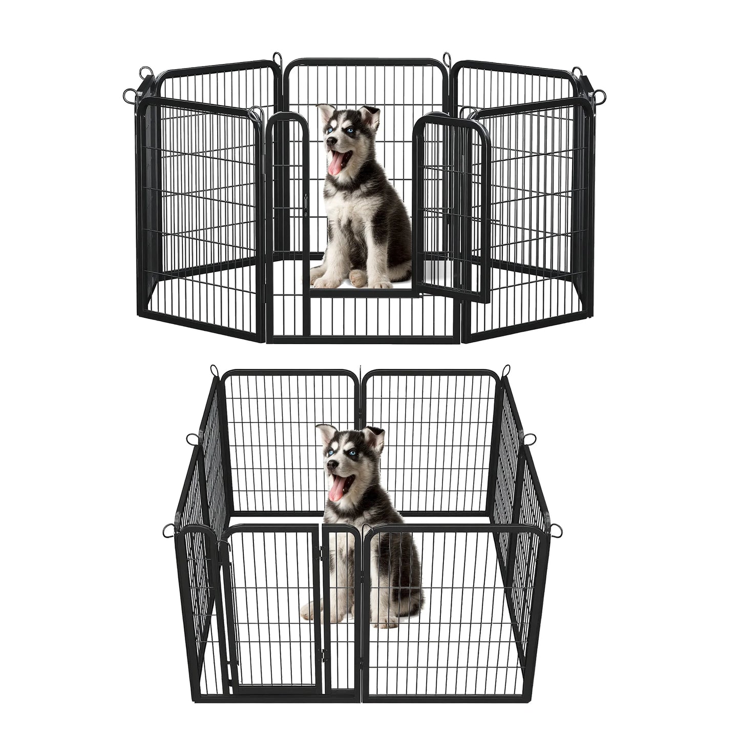 Dog Playpen with Door, Outdoor/Indoor Foldable Metal Pet Fence, Heavy Duty Puppy Exercise Pen for Yard, RV Camping, DIY Pet Cage