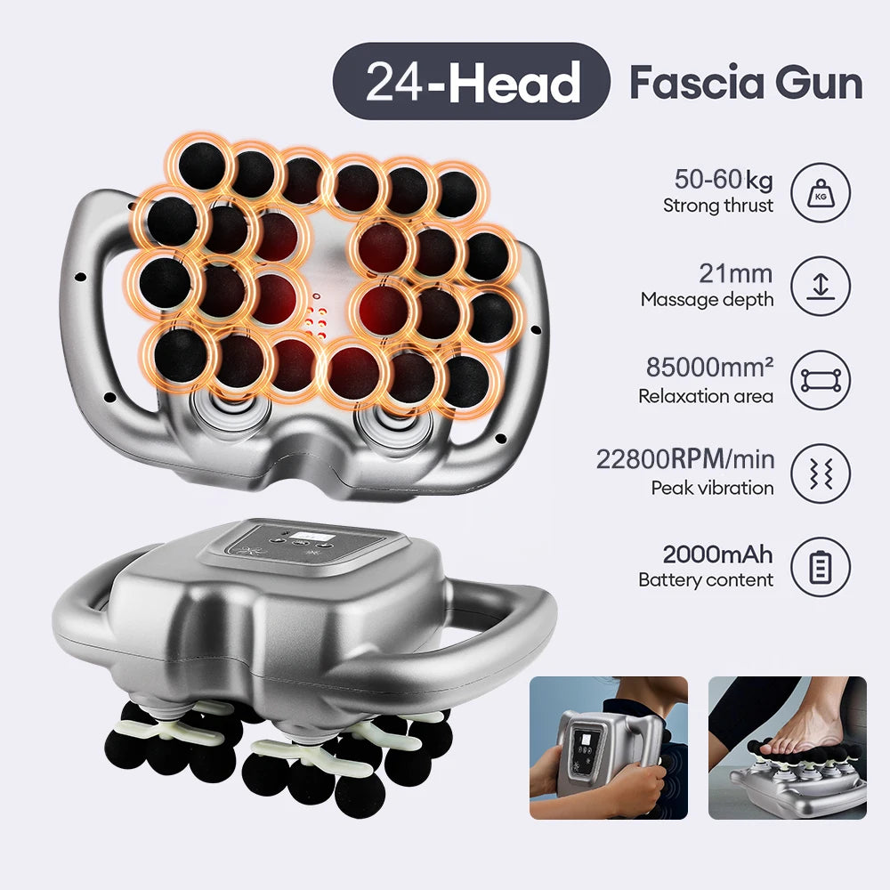 Iebilif 24 Head Fascia Gun 9 Modes High Frequency Massager