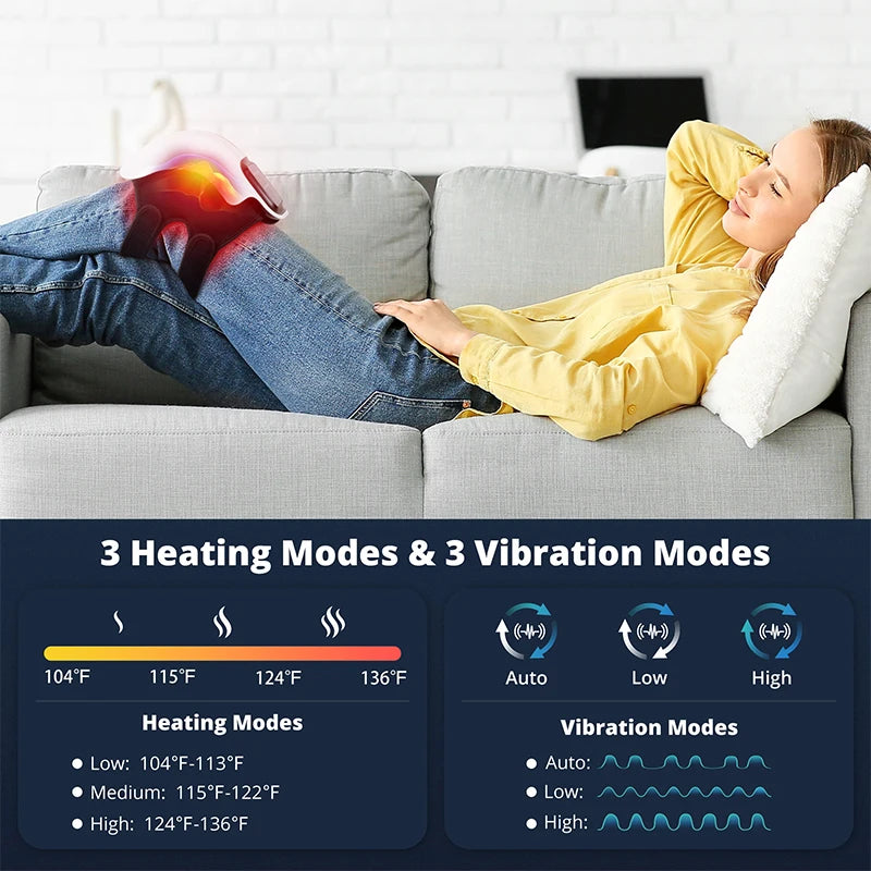 Medcursor Electric Heating Massage Knee Pad Wireless Heated Knee Massager Temperature Hot Compress Vibration Massage