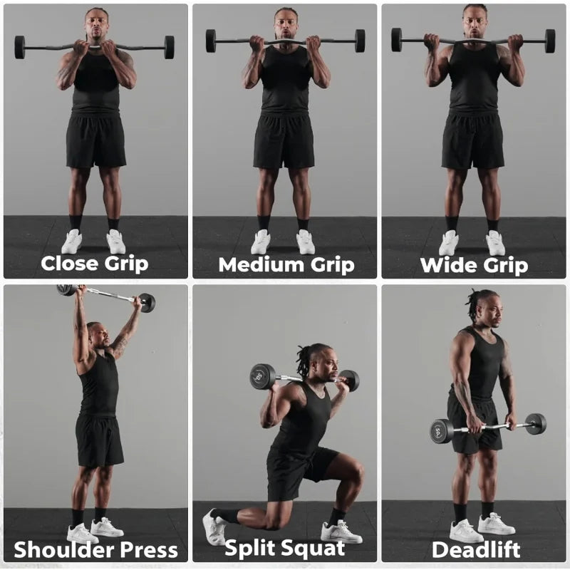 Fixed Barbell and Pre Loaded EZ Curl Bar PVC Weight Set for Strength Training Equipment