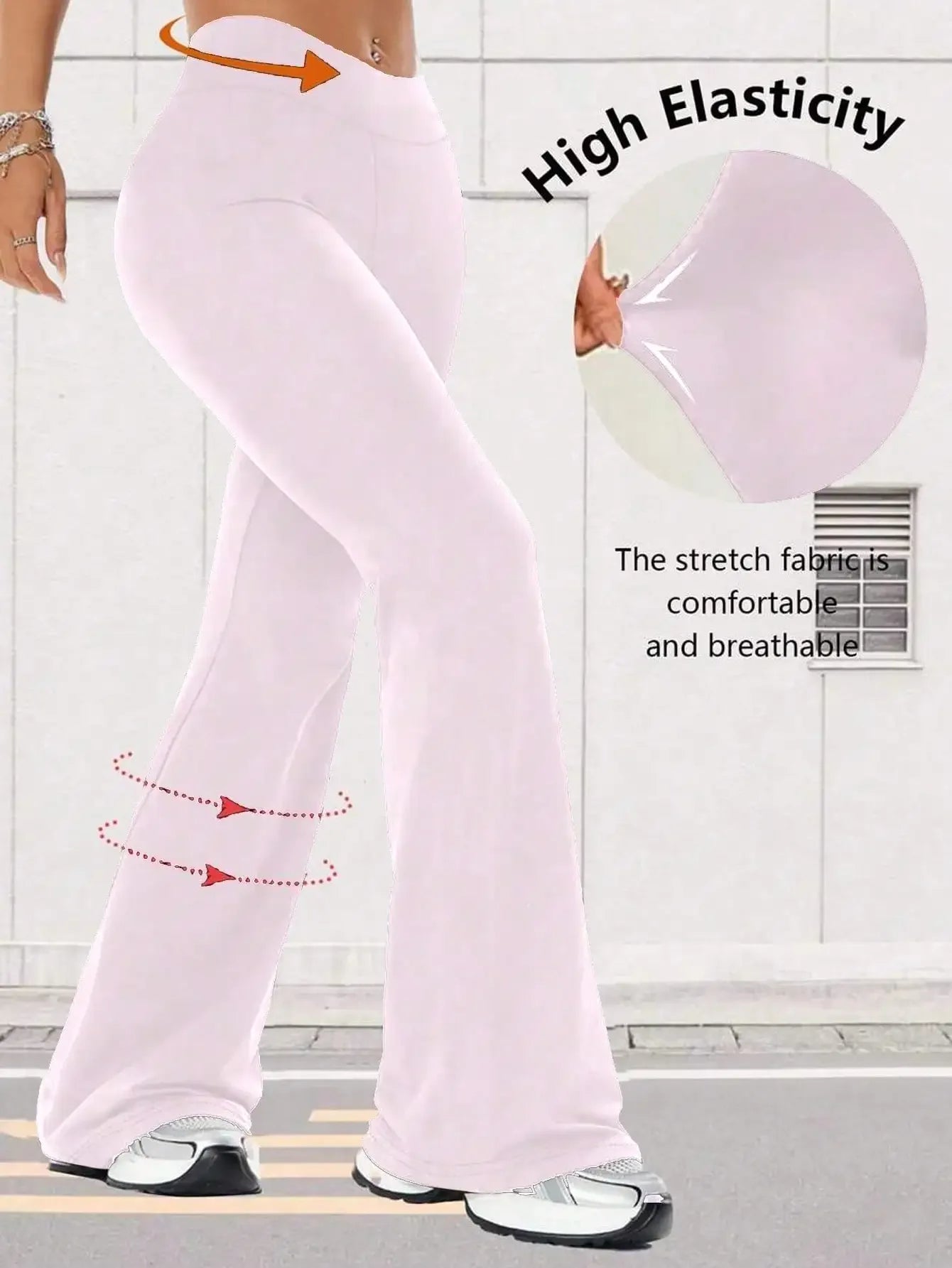 Womens High Waist Flare Yoga Pants Wide Leg Casual Leggings