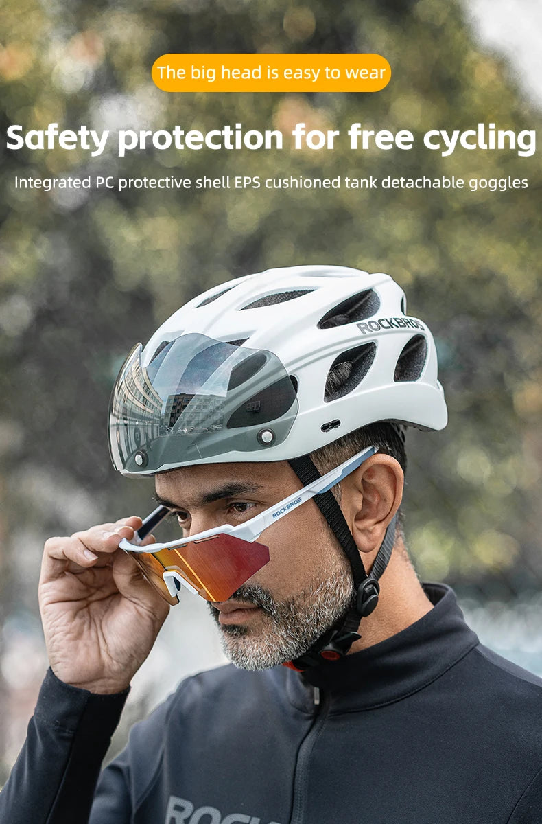 ROCKBROS Cycling Helmet Integrated With Goggles For MTB Road