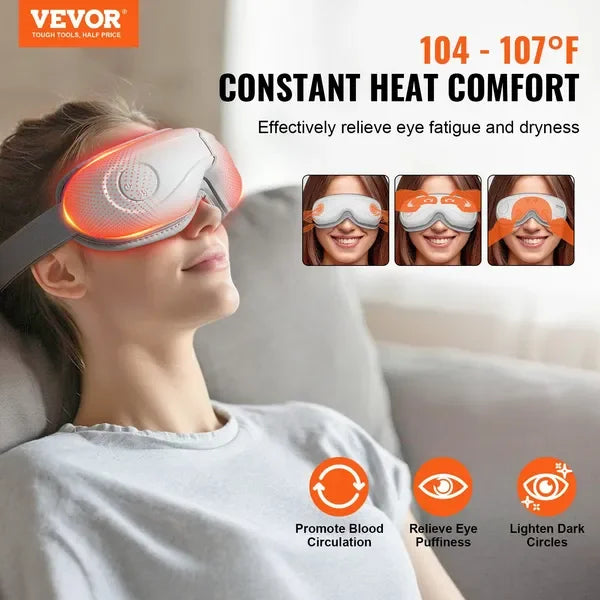 Heated Eye Massager With Bluetooth Music 5 Modes Foldable