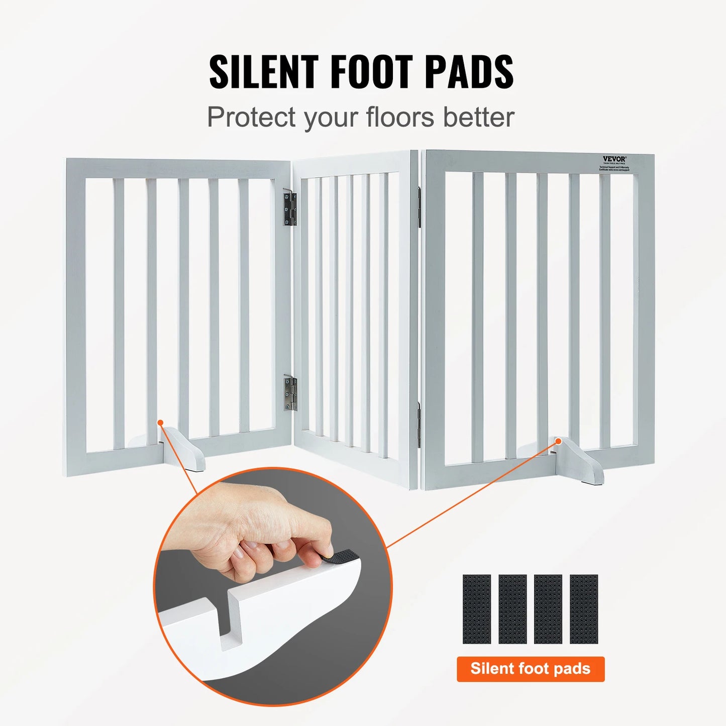 SucceBuy Free Standing Dog Gate 3 Panels Foldable Barrier